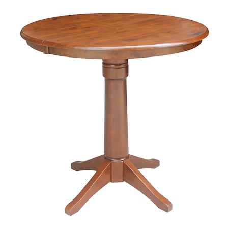 International Concepts Round 36 in Rd Top Pedestal Table, 12 in Leaf, 34.9 inH, Adjustable Height, Espresso, 36 W, 48 L, Wood K581-36RXT-27B-6B